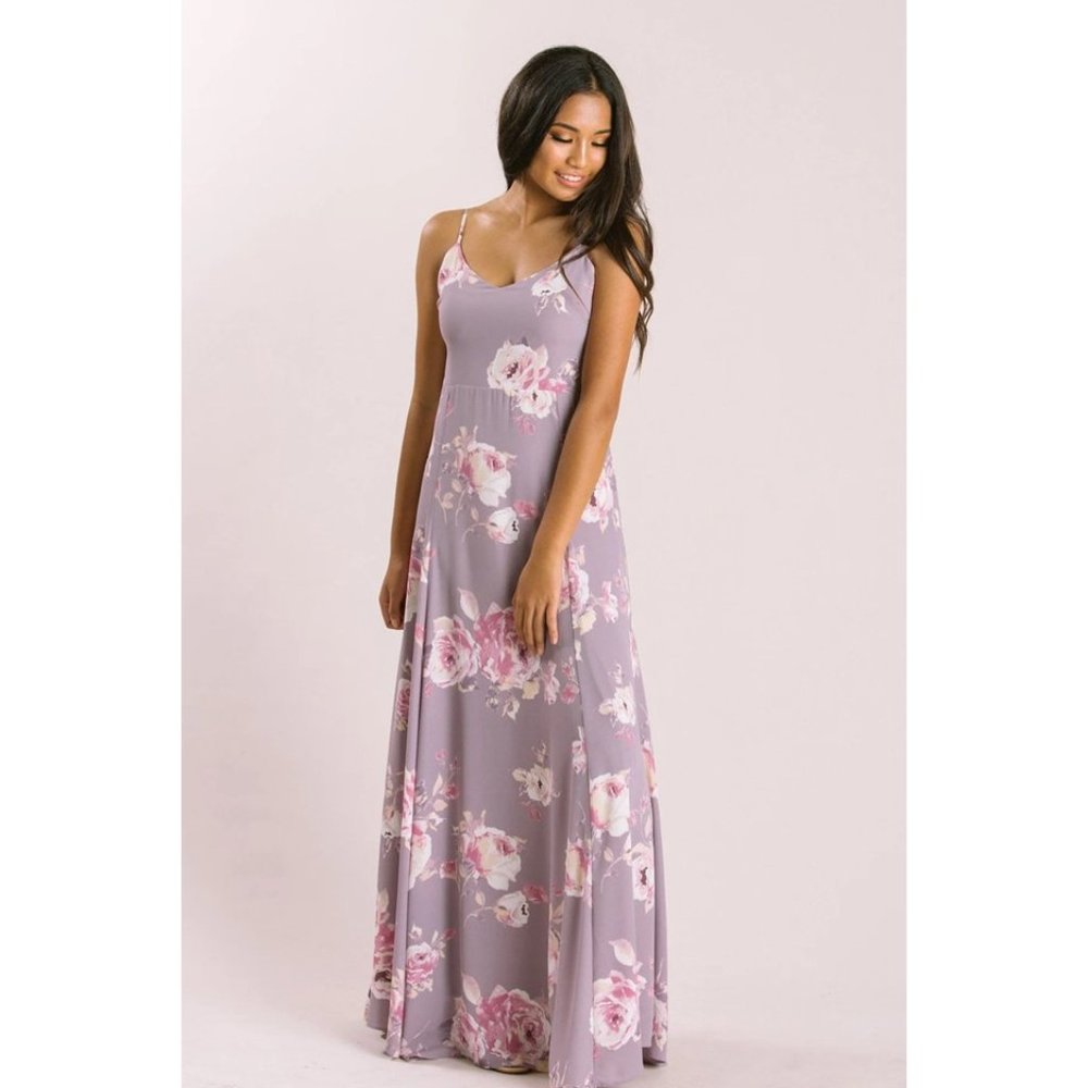 Morning Lavender Petite Sophie Lavender Floral Maxi Dress NWOT